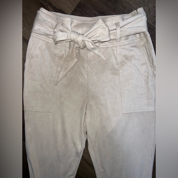 Versona Faux Suede High Waisted Tan Pants - Picture 2 of 8